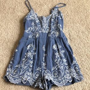 Blue and White Rue21 Romper